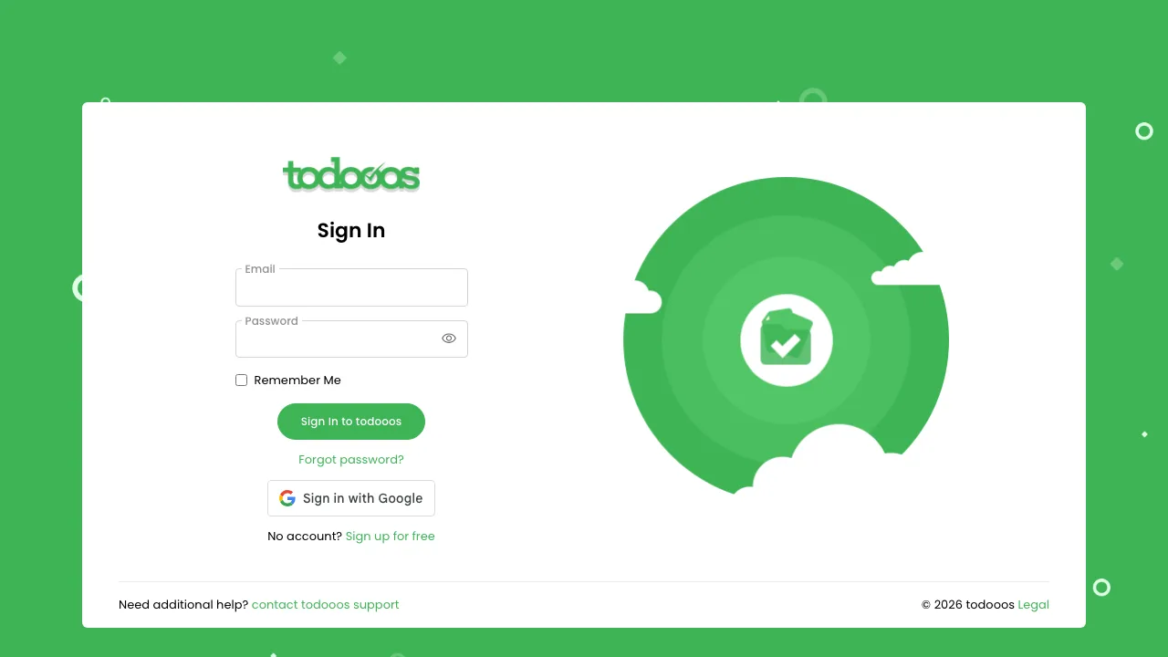 Todooos sign-in — project management workspace